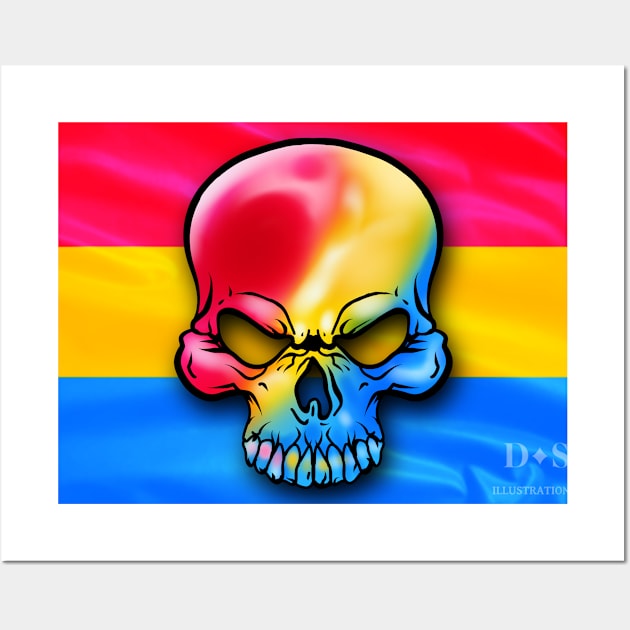 Pansexual Pride Skull and Flag Wall Art by Danispolez_illustrations